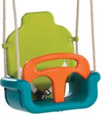 Baby-groei-schommelzit de Luxe turquoise-groen-oranje